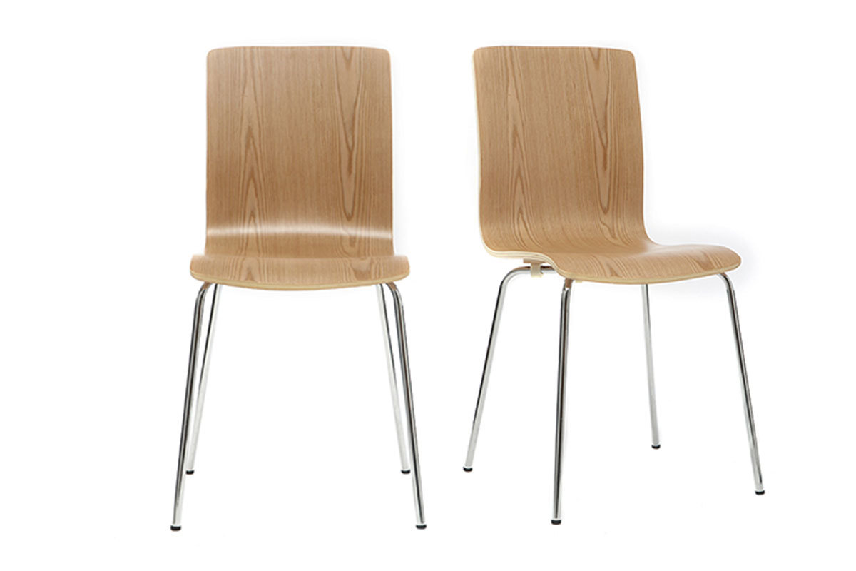Sedia design in legno chiaro lotto di 2 NELLY