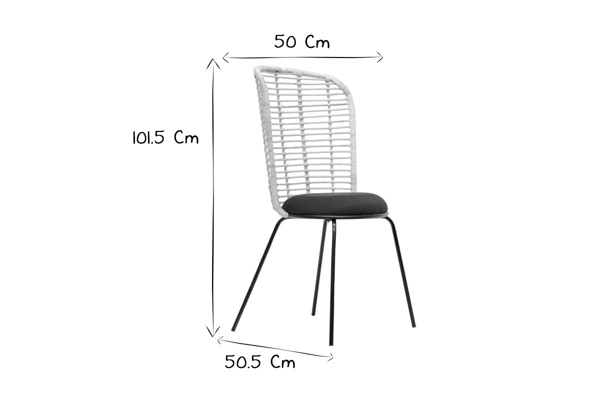 Sedia design in rattan e tessuto blu petrolio NICOLAS