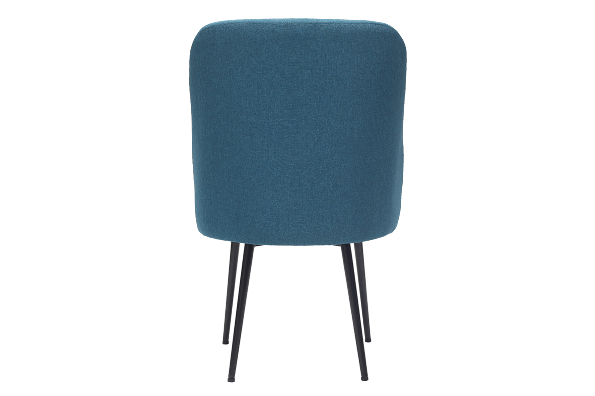 Sedia design in tessuto blu anatra e piedi in metallo nero LOV