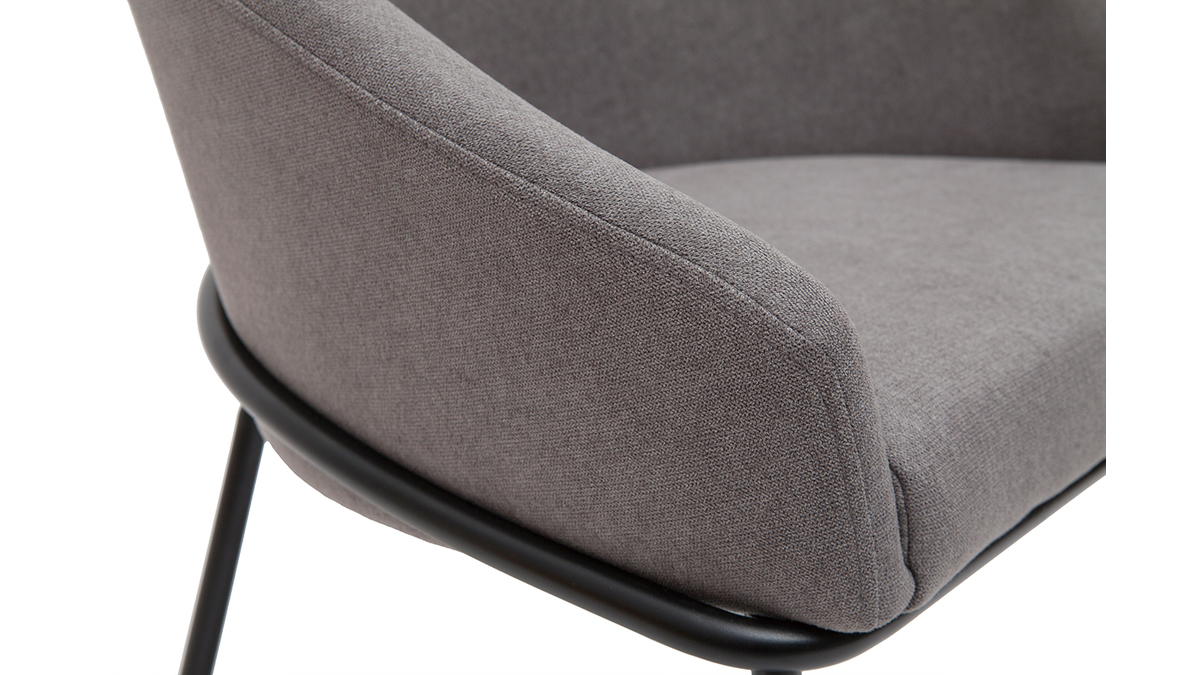 Sedia design in tessuto effetto velluto grigio e metallo nero JENNA