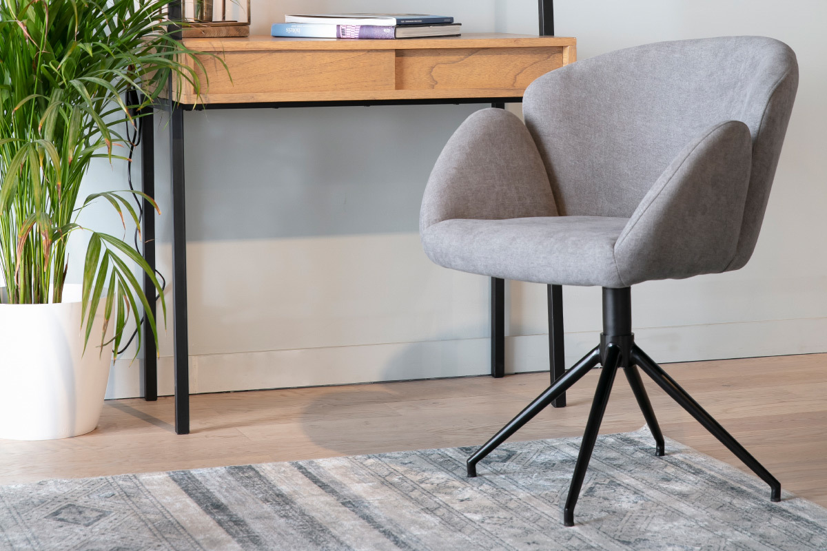 Sedia design in tessuto effetto velluto grigio RHAPSODY