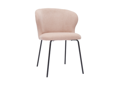 Sedia design in tessuto effetto velluto rosa cipria e metallo nero YDA