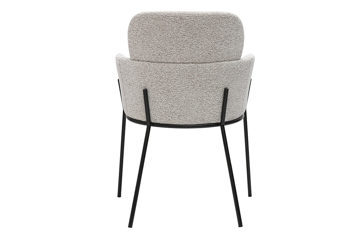Sedia design in tessuto effetto velluto testurizzato beige e metallo nero TULUM
