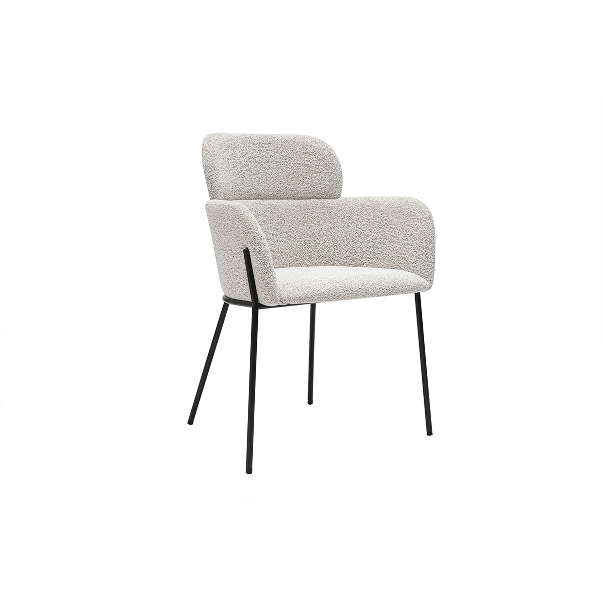 Sedia design in tessuto effetto velluto testurizzato beige e metallo nero TULUM