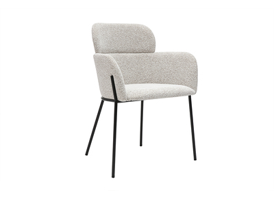 Sedia design in tessuto effetto velluto testurizzato beige e metallo nero TULUM