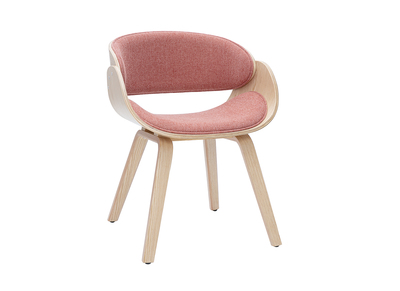 Sedia design in tessuto effetto velluto testurizzato terracotta e legno chiaro BENT