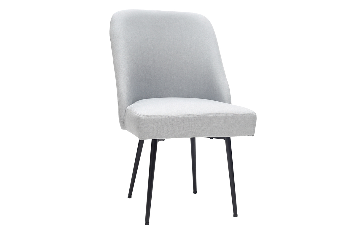 Sedia design in tessuto grigio chiaro e piedi in metallo nero LOV