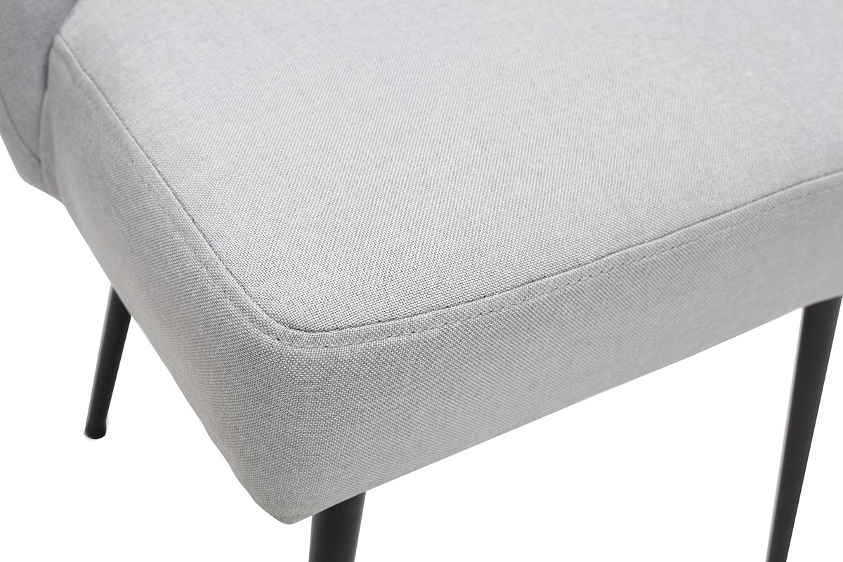 Sedia design in tessuto grigio chiaro e piedi in metallo nero LOV
