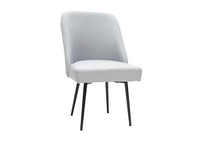 Sedia design in tessuto grigio chiaro e piedi in metallo nero LOV