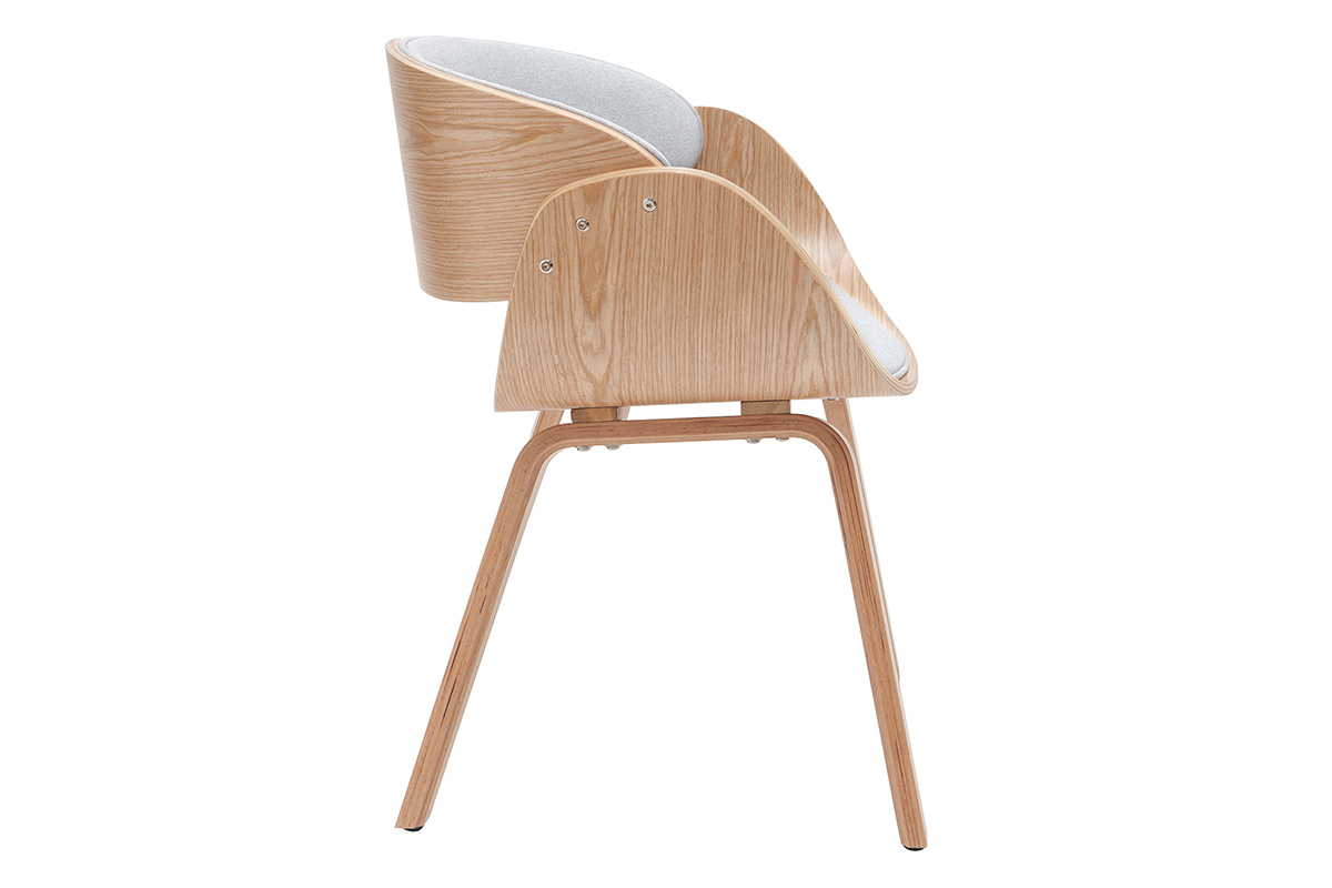 Sedia design in tessuto grigio e legno chiaro BENT