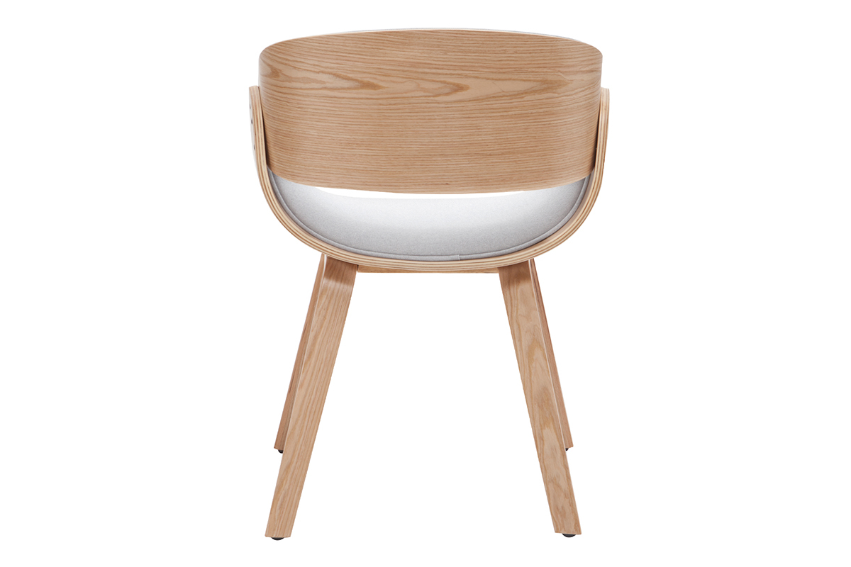 Sedia design in tessuto grigio e legno chiaro BENT