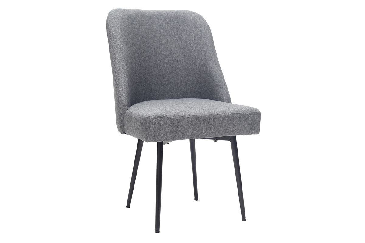 Sedia design in tessuto grigio scuro e piedi in metallo nero LOV