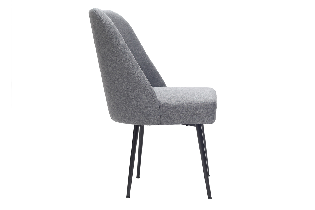Sedia design in tessuto grigio scuro e piedi in metallo nero LOV