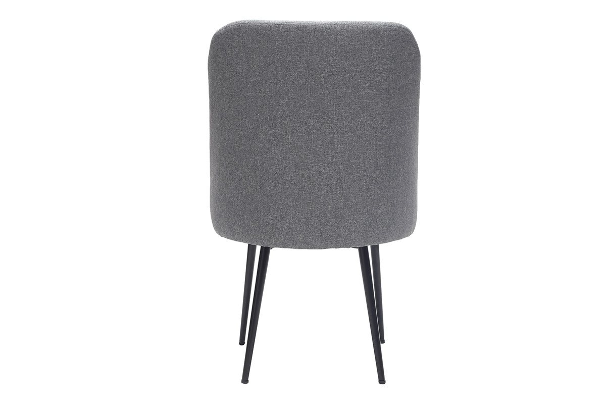 Sedia design in tessuto grigio scuro e piedi in metallo nero LOV