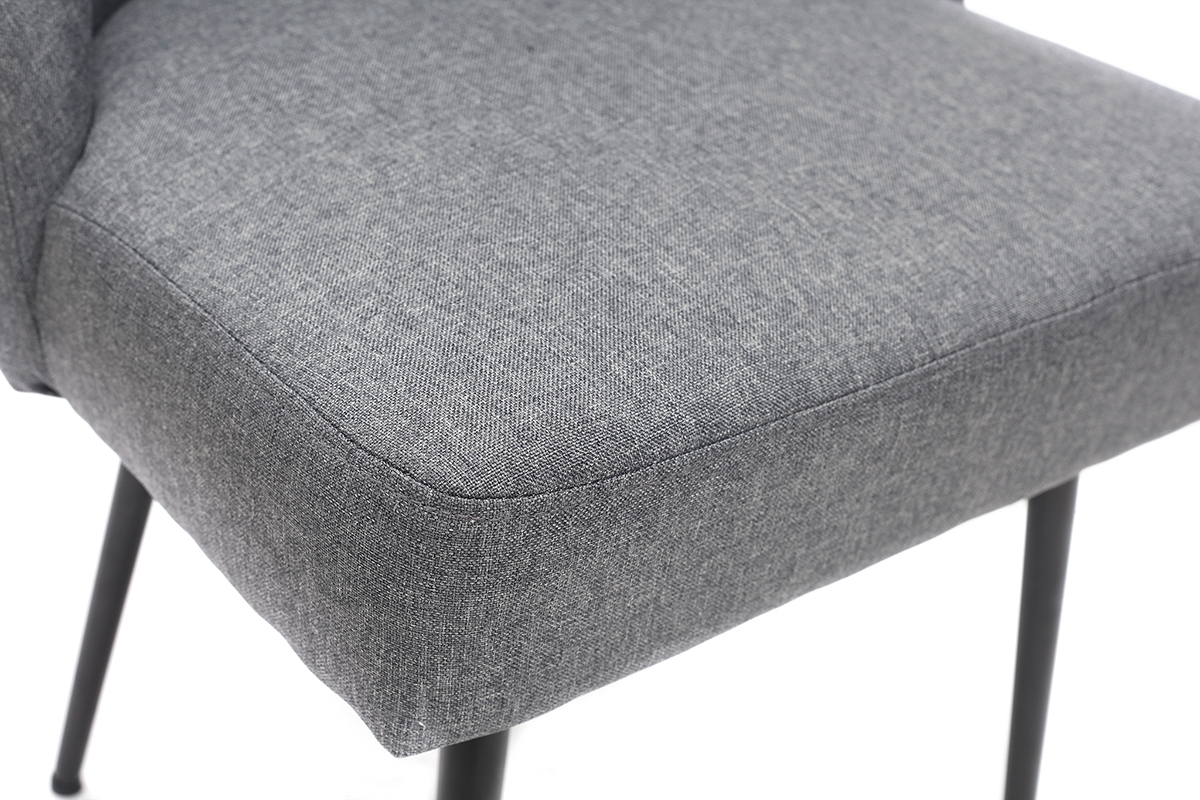 Sedia design in tessuto grigio scuro e piedi in metallo nero LOV