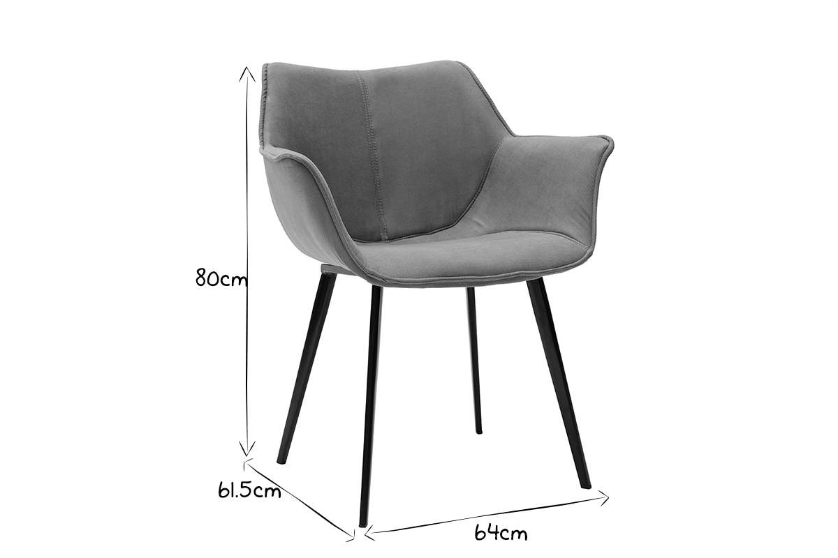 Sedia design in tessuto grigio scuro e piedi metallo nero VOLO