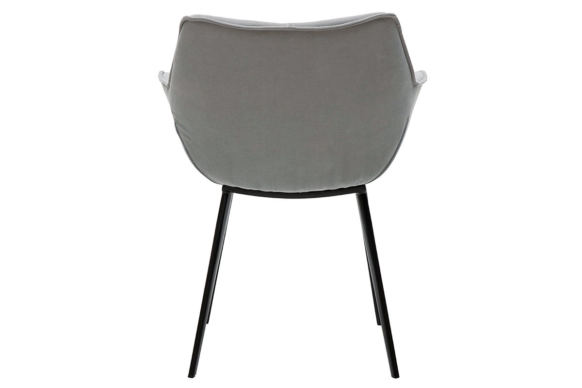 Sedia design in tessuto grigio scuro e piedi metallo nero VOLO