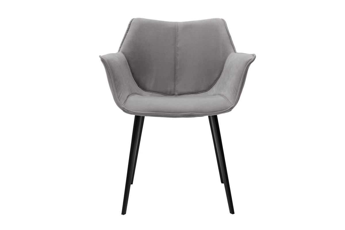 Sedia design in tessuto grigio scuro e piedi metallo nero VOLO