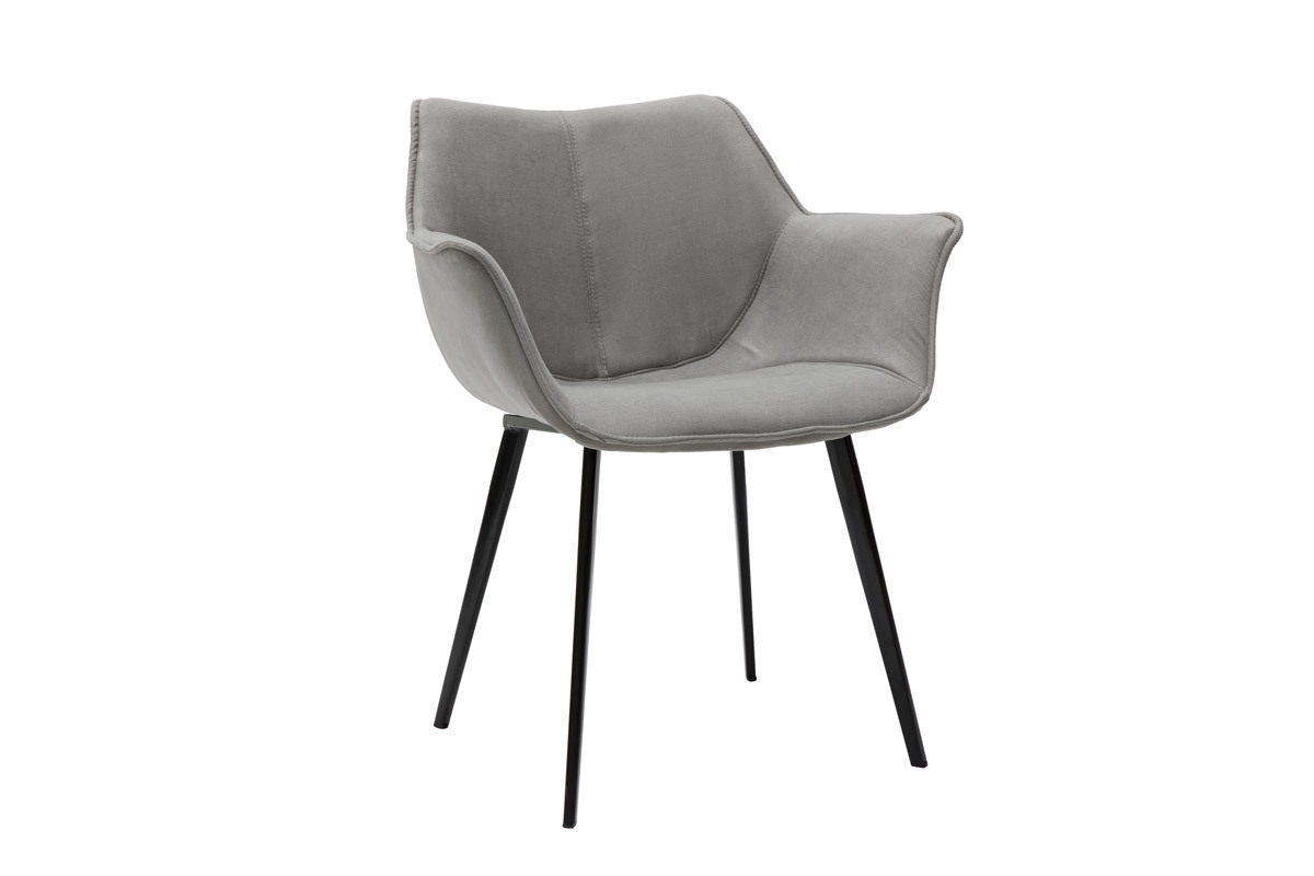 Sedia design in tessuto grigio scuro e piedi metallo nero VOLO