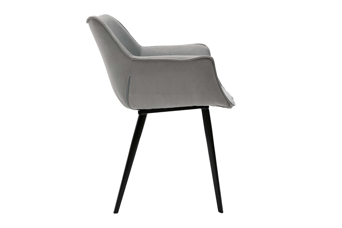 Sedia design in tessuto grigio scuro e piedi metallo nero VOLO
