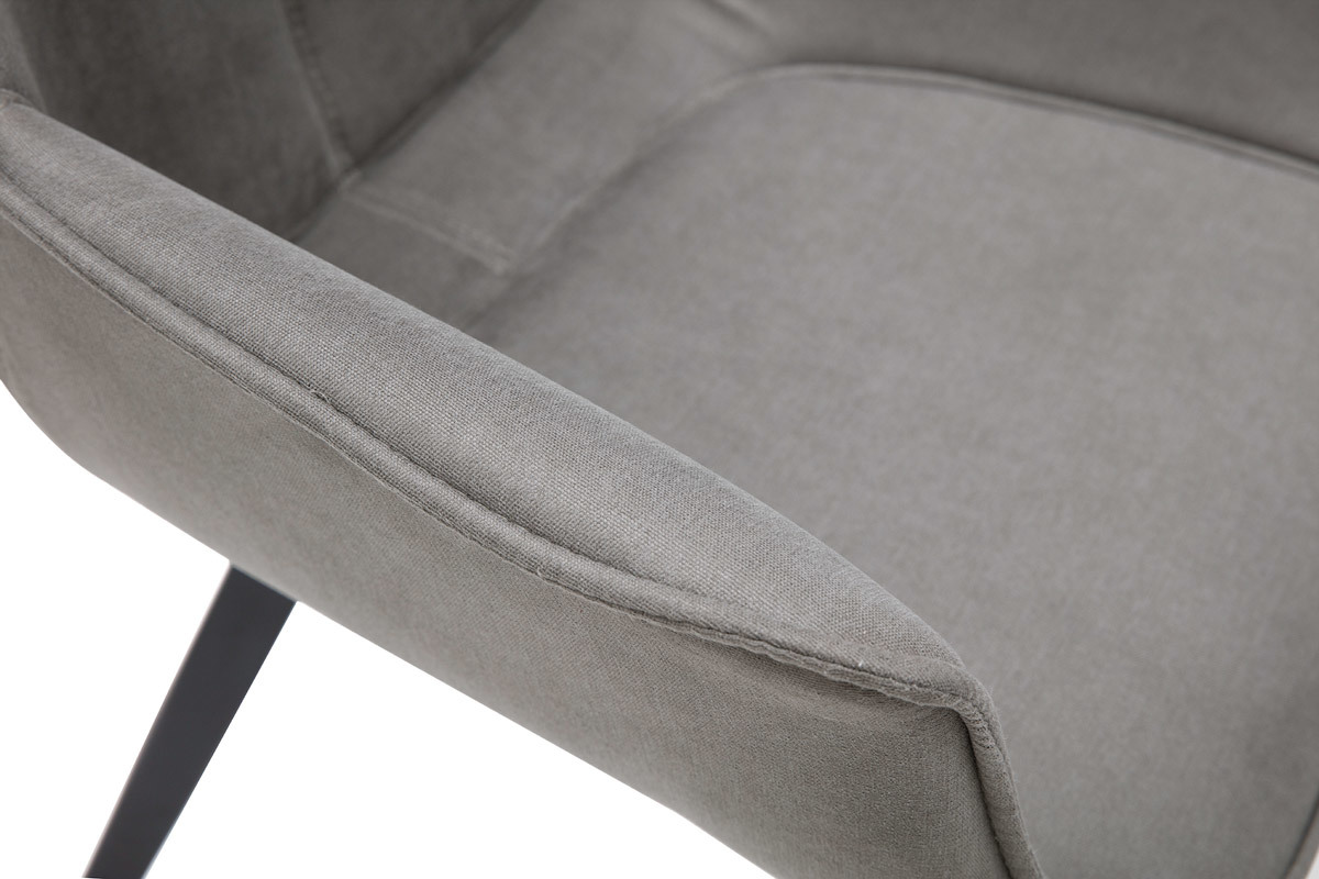 Sedia design in tessuto grigio scuro e piedi metallo nero VOLO