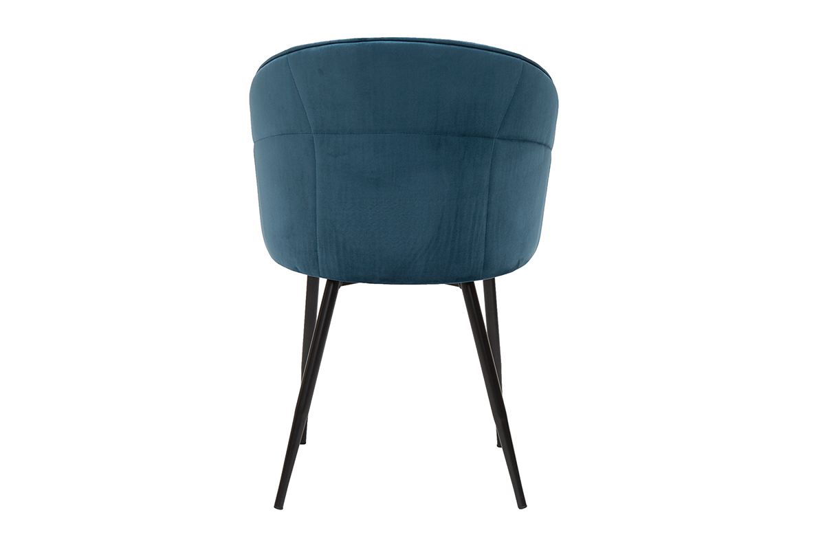 Sedia design in tessuto velluto blu petrolio e metallo nero JOLLY
