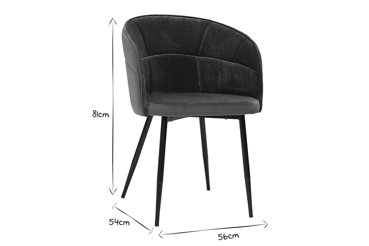 Sedia design in tessuto velluto blu petrolio e metallo nero JOLLY