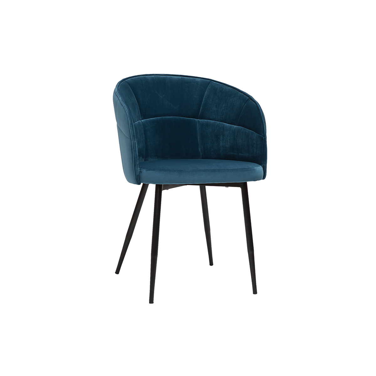 Sedia design in tessuto velluto blu petrolio e metallo nero JOLLY