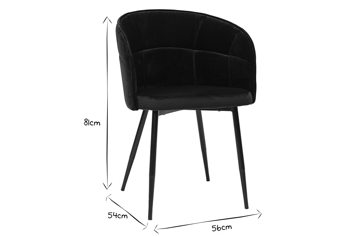 Sedia design in tessuto velluto e metallo nero JOLLY