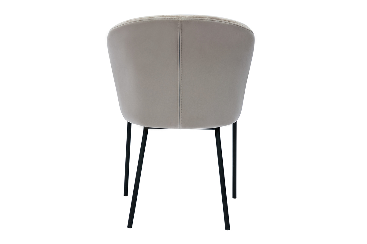 Sedia design in tessuto velluto goffrato color talpa e metallo nero REQUIEM