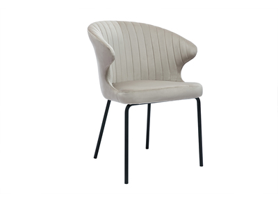 Sedia design in tessuto velluto goffrato color talpa e metallo nero REQUIEM
