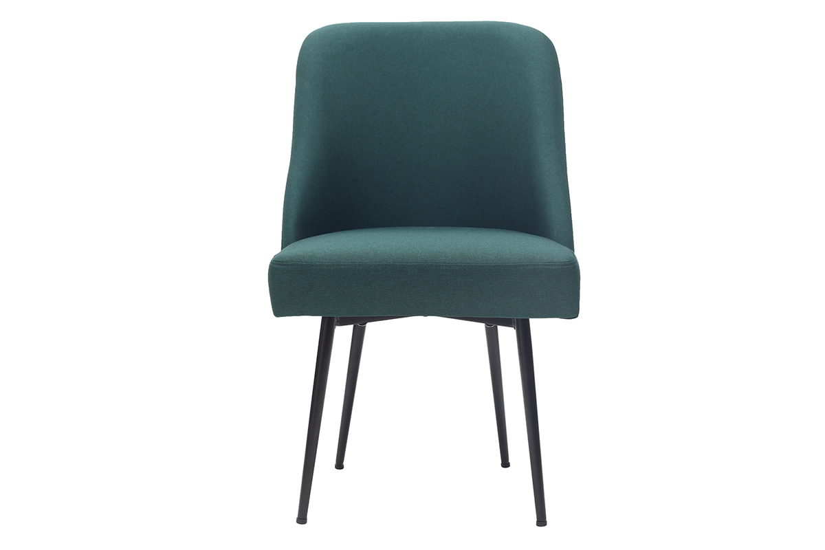 Sedia design in tessuto verde scuro e piedi in metallo nero LOV