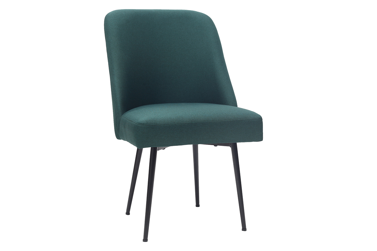 Sedia design in tessuto verde scuro e piedi in metallo nero LOV