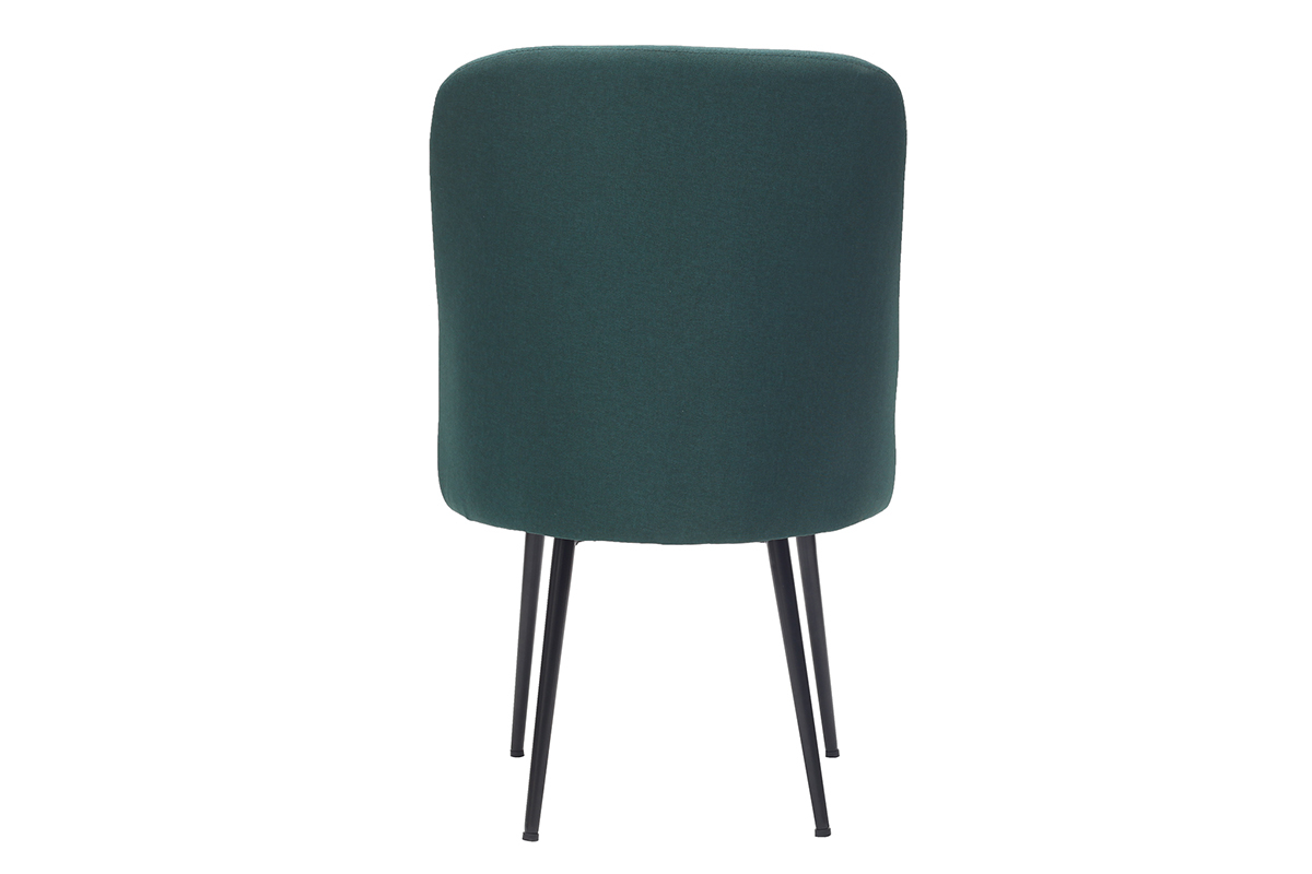 Sedia design in tessuto verde scuro e piedi in metallo nero LOV