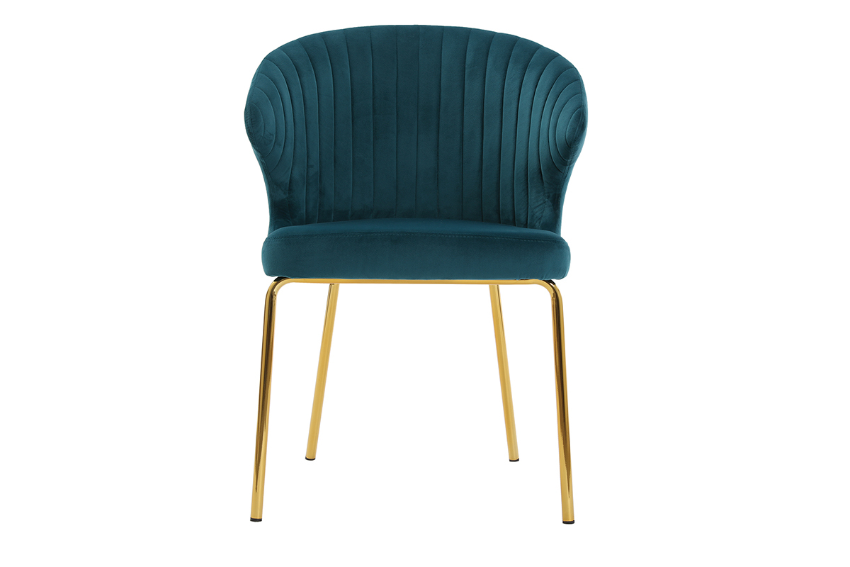 Sedia design in velluto blu petrolio e metallo dorato REQUIEM