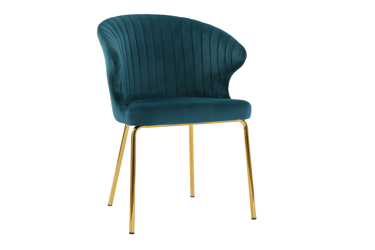 Sedia design in velluto blu petrolio e metallo dorato REQUIEM