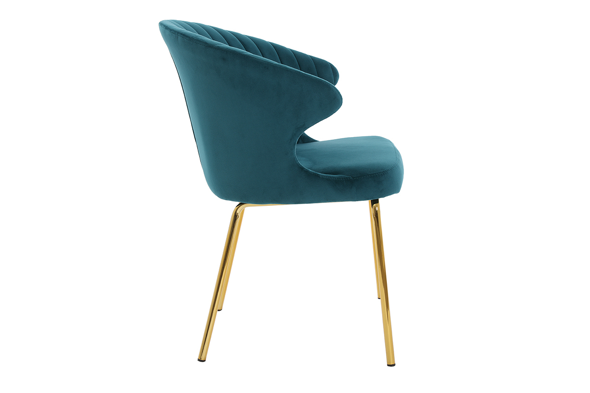 Sedia design in velluto blu petrolio e metallo dorato REQUIEM