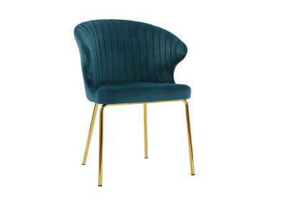Sedia design in velluto blu petrolio e metallo dorato REQUIEM - Sedia design in velluto blu petrolio e metallo dorato REQUIEM