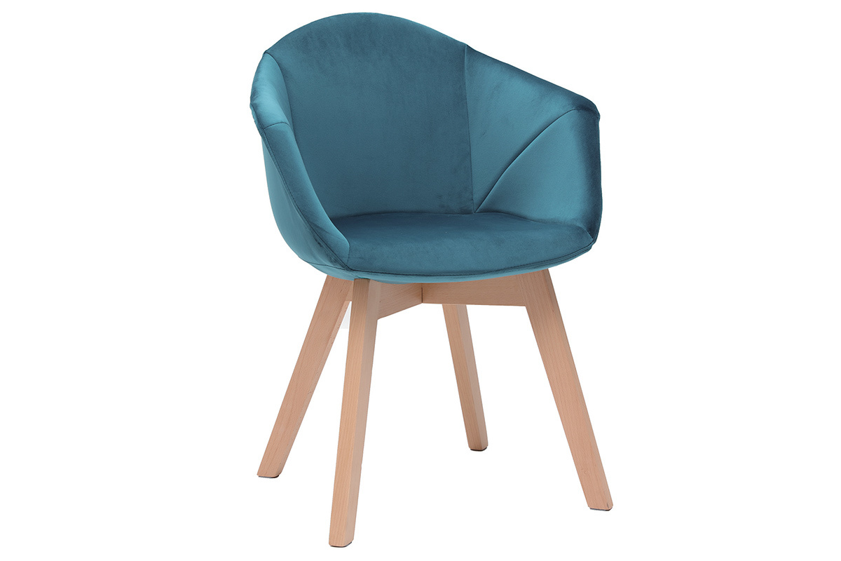 Sedia design in velluto blu petrolio TAYA