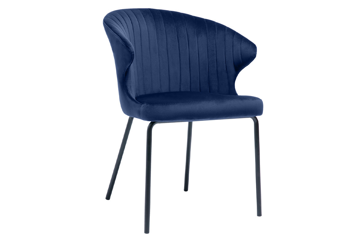 Sedia design in velluto Blu scuro REQUIEM
