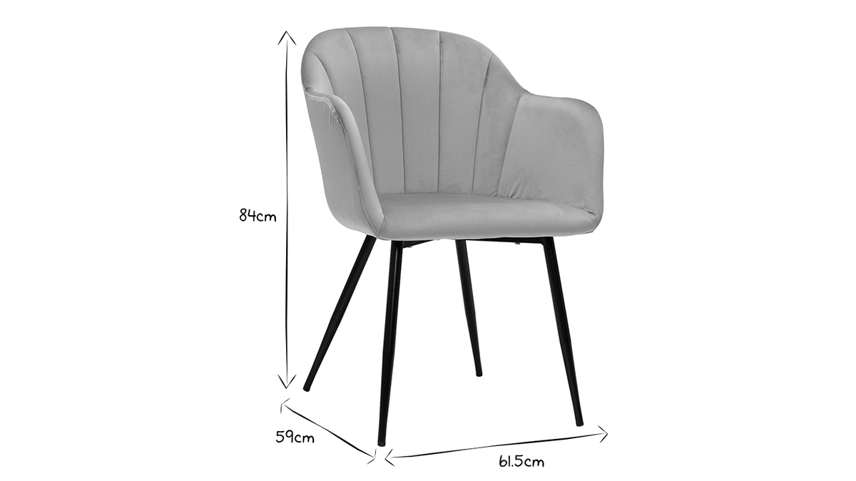 Sedia design in velluto color talpa e base metallo nero MILLY