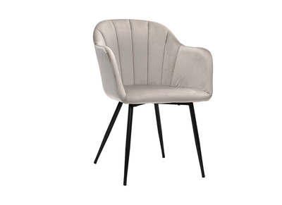 Sedia design in velluto color talpa e base metallo nero MILLY