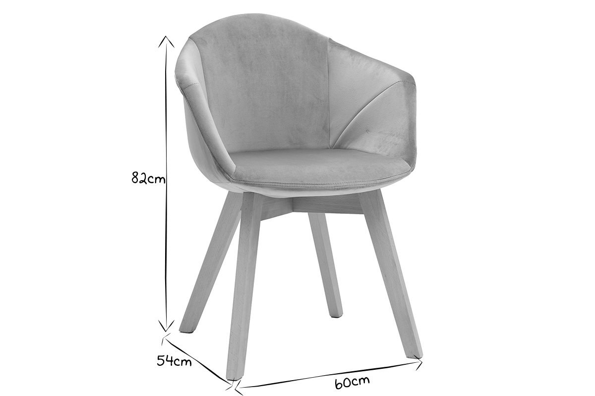 Sedia design in velluto grigio TAYA