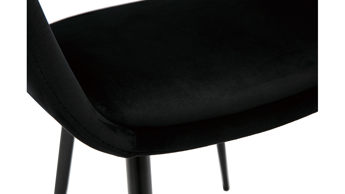 Sedia design in velluto nero e base in metallo nero PRISMA