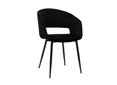 Sedia design in velluto nero e base in metallo nero PRISMA