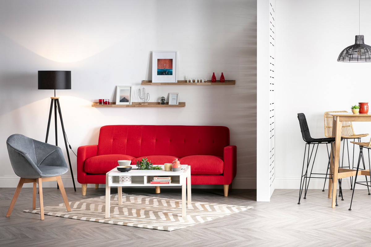 Sedia design in velluto rosso TAYA