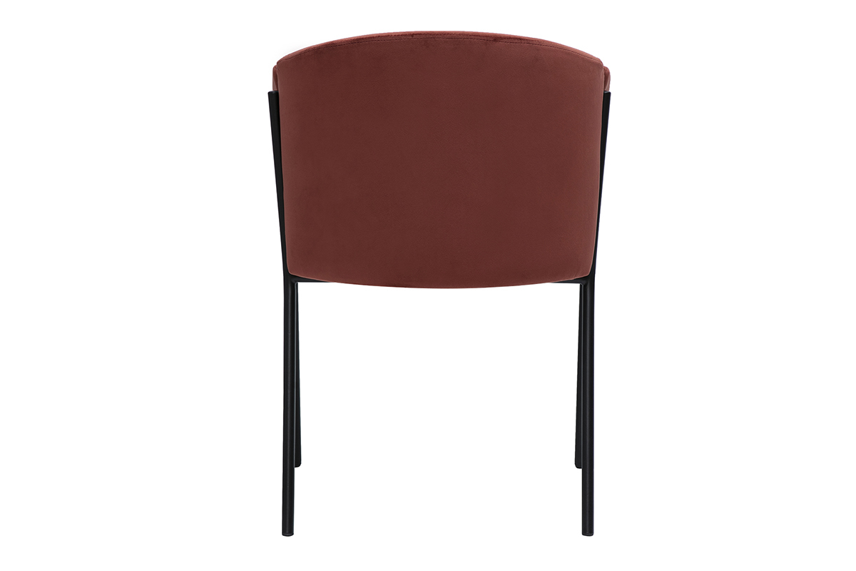 Sedia design in velluto rosso tomette e metallo nero BRIANE