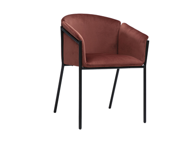 Sedia design in velluto rosso tomette e metallo nero BRIANE