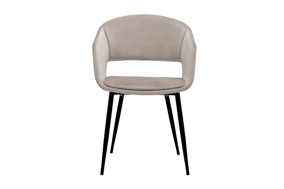 Sedia design in velluto talpa e base metallo nero PRISMA