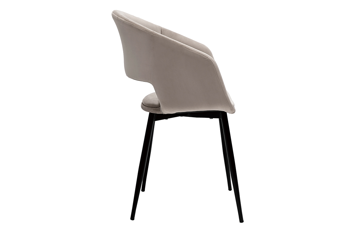 Sedia design in velluto talpa e base metallo nero PRISMA